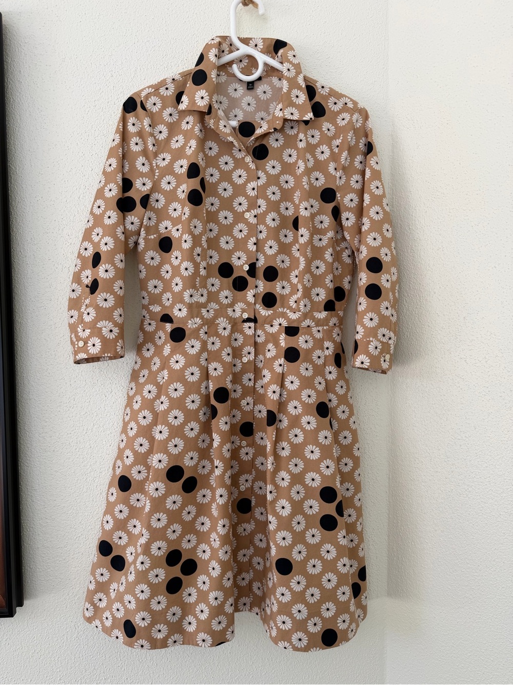 Talbots Petite Women’s Shirt Dress | Size 8P | Camel/Black/White | Cotton - Picture 7 of 15